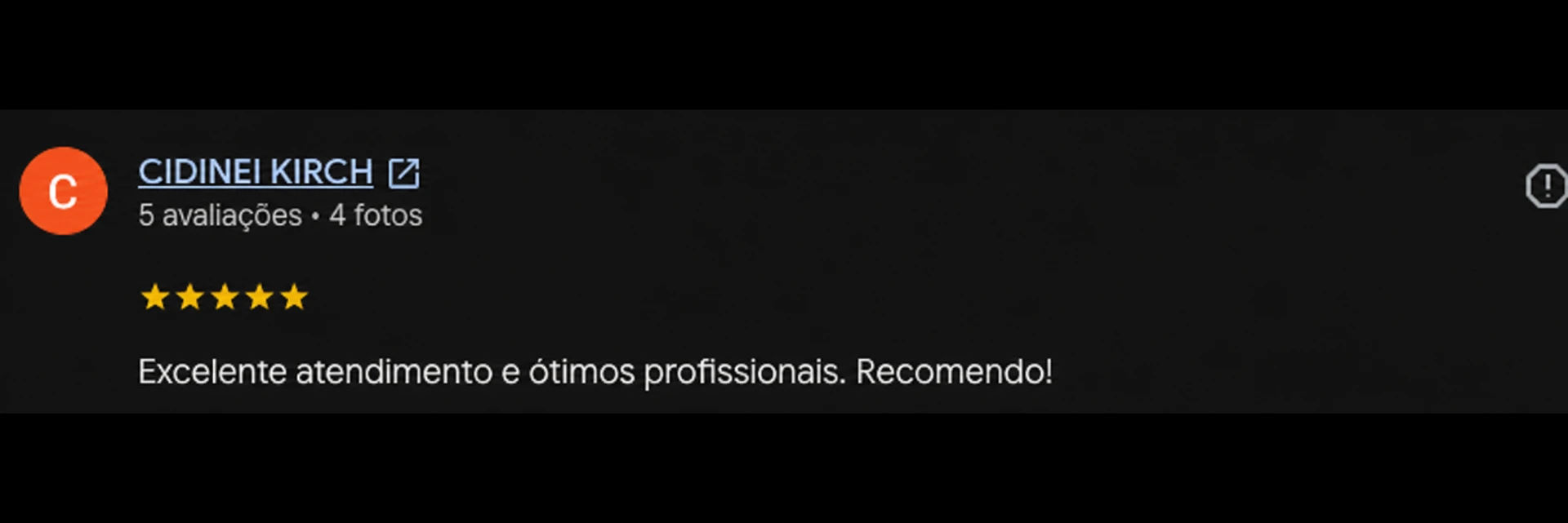 Avaliação de Cidinei Kirch no Google
