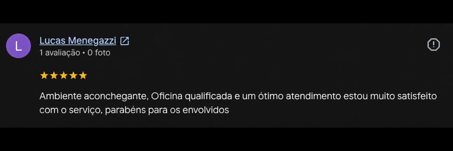 Avaliação de Lucas Menegazzi no Google