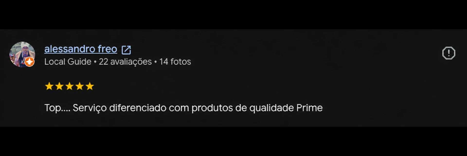 Avaliação de Alessandro Freo no Google